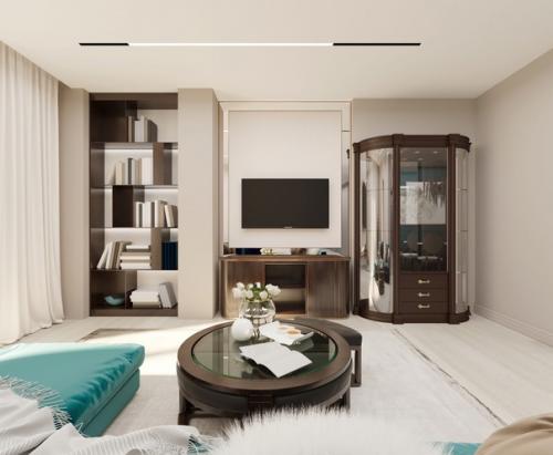 Кухня - гостиная, дизайн - проект в ЖК Гагарин Резиденс, в моем любимом стиле современная классика, с яркими акцентами. 05