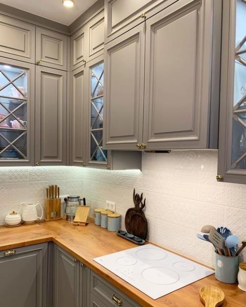 Благородный серый цвет кухонного гарнитура. 03