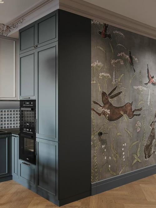 Интерьер кухни - гостиной в ЖК Форивер, Москва. 05