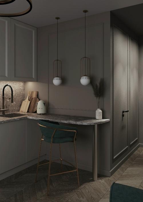 Проект маленькой квартиры - студии всего 14 м 2 (длина 4, 56 х ширина 3, 15 м) с комнатой 9 м 2! 04