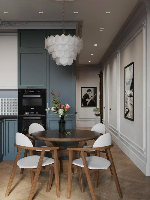 Интерьер кухни - гостиной в ЖК Форивер, Москва. 03