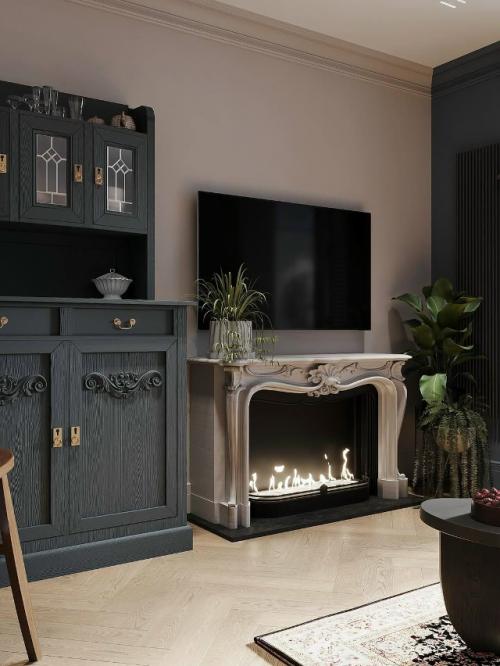 Интерьер кухни - гостиной в ЖК Форивер, Москва. 08