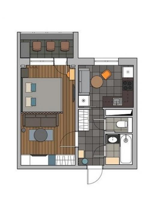Чудесное преображение единственной комнаты в старой панельной однушке! 09