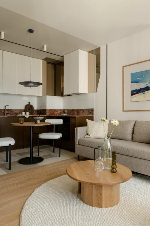 Эстетичный и функциональный интерьер 1-комнатной квартиры 35, 5 м 2 в центре Кракова, Польша. 01