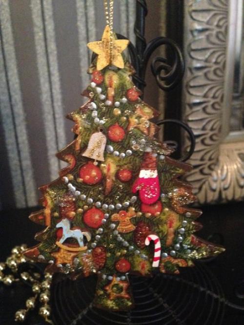 Новогодние елочки - красавицы, подвески (12 см). 04