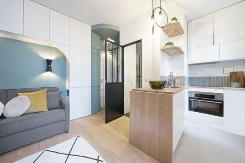 Интерьер маленькой квартиры - студии всего 15 м 2 в Париже.