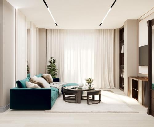 Кухня - гостиная, дизайн - проект в ЖК Гагарин Резиденс, в моем любимом стиле современная классика, с яркими акцентами. 03