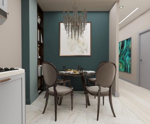 Кухня - гостиная, дизайн - проект в ЖК Гагарин Резиденс, в моем любимом стиле современная классика, с яркими акцентами. 04
