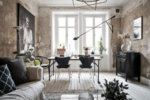 Скандинавская квартира с грубыми бетонными стенами. 01