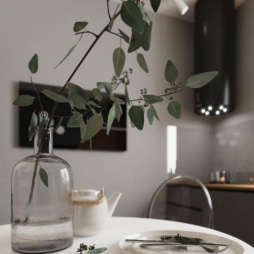 Отличный вариант оформления интерьера небольшой кухни. 03