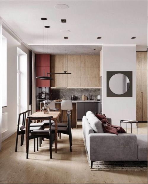 Уютный интерьер кухни - гостиной. 03