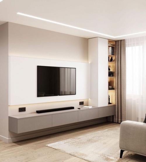 Лаконичная кухня - гостиная с грамотно подобранной палитрой. 03