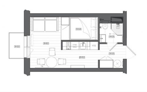 Интерьер квартиры - студии. 05