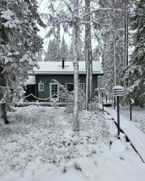 Уютное жилище в самом сердце зимней Финляндии, буквально утопающее в снегу. 08
