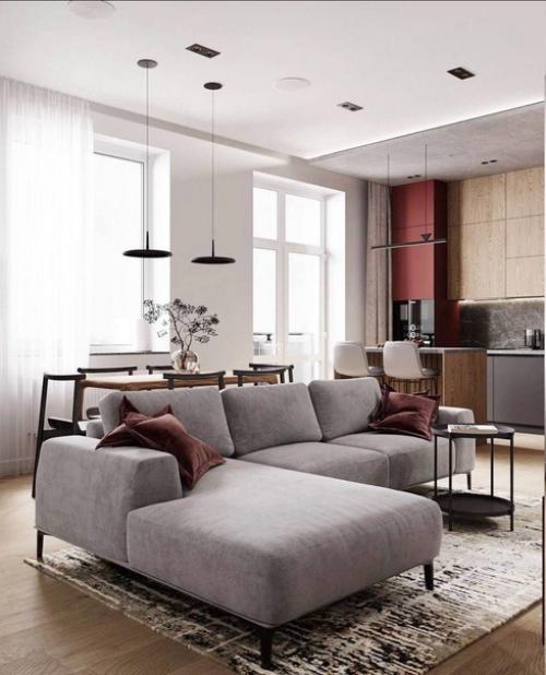 Уютный интерьер кухни - гостиной. 02