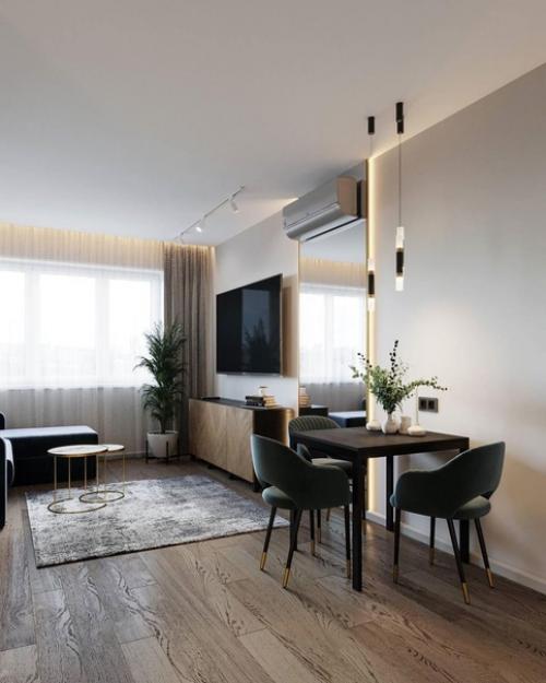 Кухня - гостиная в однокомнатной квартире. 04