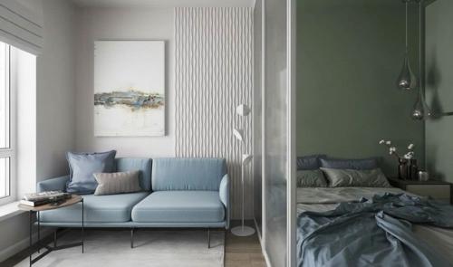 Очень приятная цветовая гамма в интерьере квартиры - студии. 03