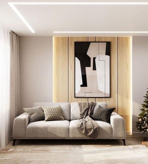 Лаконичная кухня - гостиная с грамотно подобранной палитрой. 05