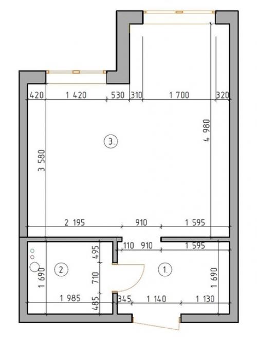 Дизaйн - пpоeкт квaртиpы - cтудии 28 кBм. 09