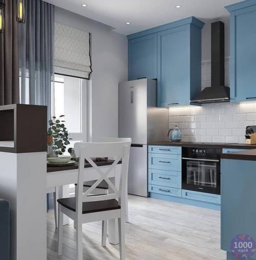 Кухня и гостиная - прекрасный вариант дизайна интерьера. 02