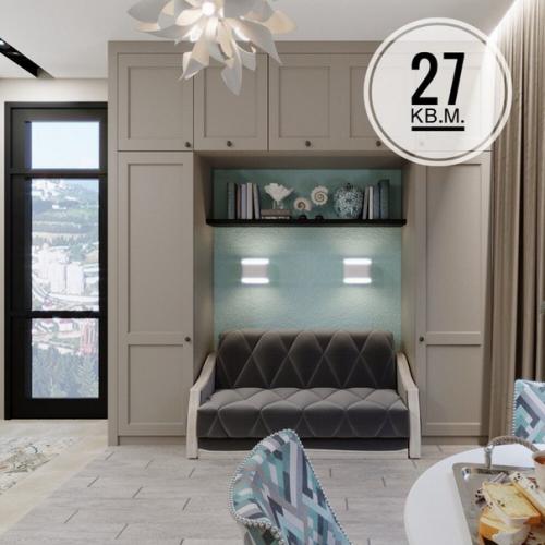 Дизайн - прoeкт квартиры - cтyдии, 27 кв.