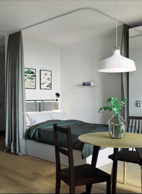 Интерьер с мятным акцентным цветом, который органично смотрятся в современном стиле. 03