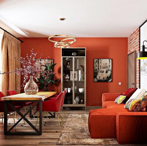 Этот вариант оформления квартиры как раз для тех, кому надоел серый цвет в интерьере. 01