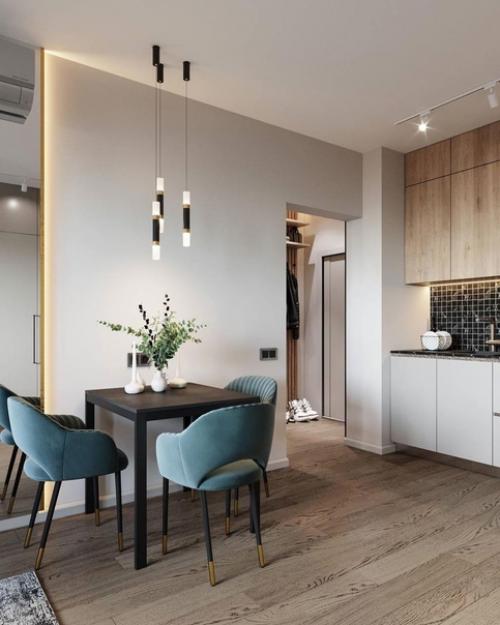 Кухня - гостиная в однокомнатной квартире. 05