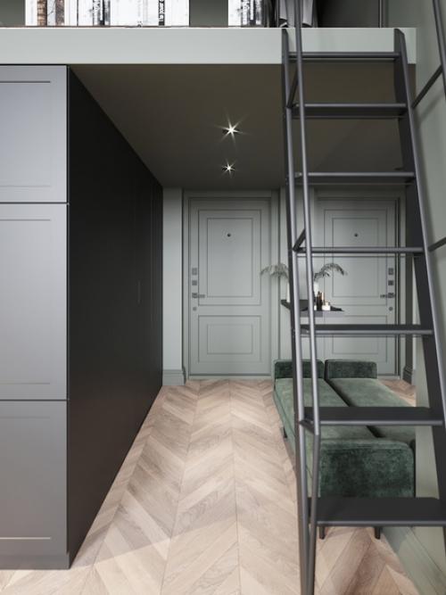 Двухуровневая студия в центре питера для девушки, живущей на два города и прибывающей в культурной столице примерно 50% года. 08