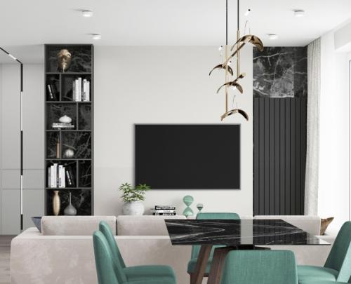 Современный интерьер кухни - гостиной. 02