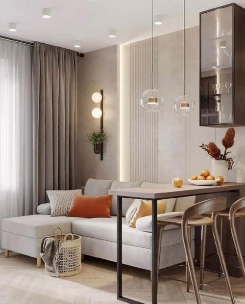 Интерьер квартиры площадью 30 м 2. спальня - атмосфера, цветовые решения и стиль перенесены из кухни - гостиной. 03