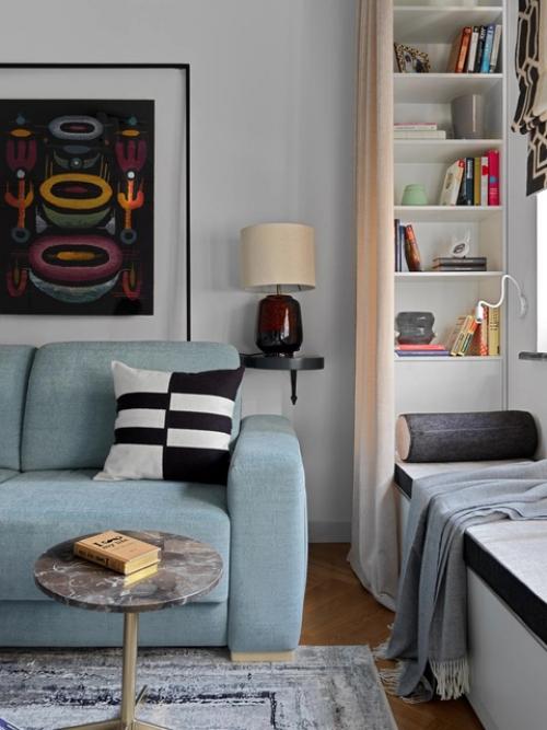 Реализованный интерьер московской квартиры с яркими акцентами, площадью 134 мкв. 03