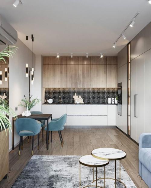 Кухня - гостиная в однокомнатной квартире. 06