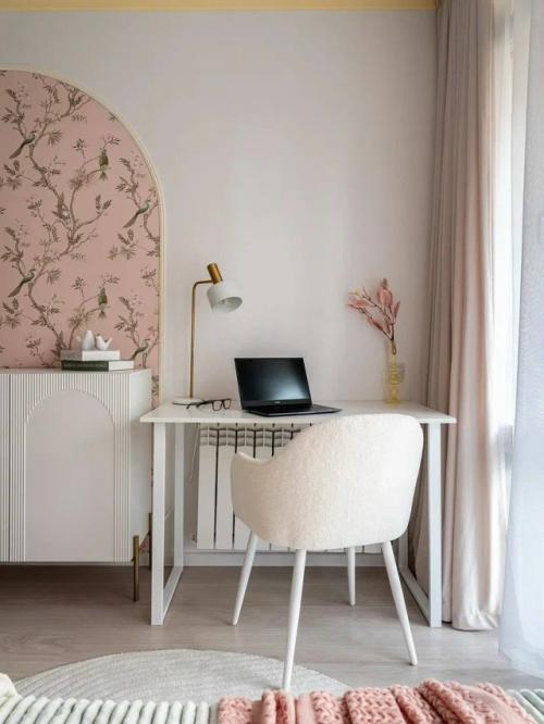 Нежный интерьер маленькой квартиры - студии 18, 7 м 2 (22, 2 м 2 с лоджией) в ЖК аквилон в Москве. 06