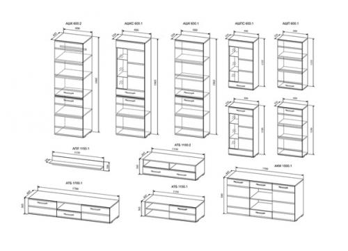 Гостиная Асти. Стильные современные стенки по-прежнему относятся к наиболее востребованному типу корпусной мебели. 07