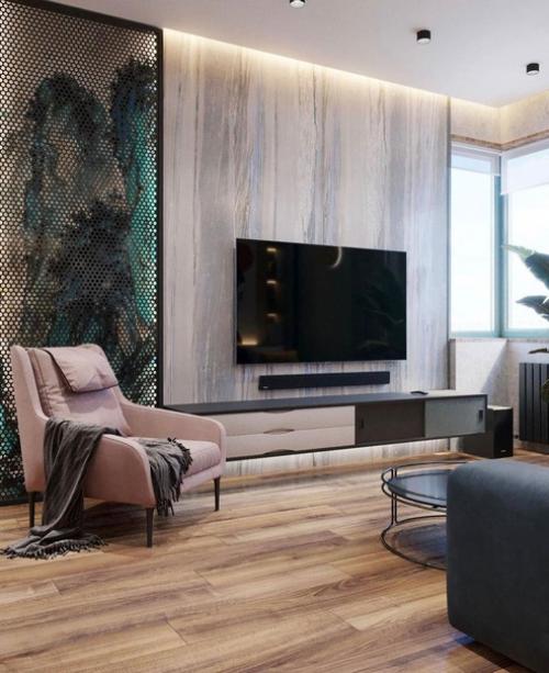 Современный дизайн кухни - гостиной. 06