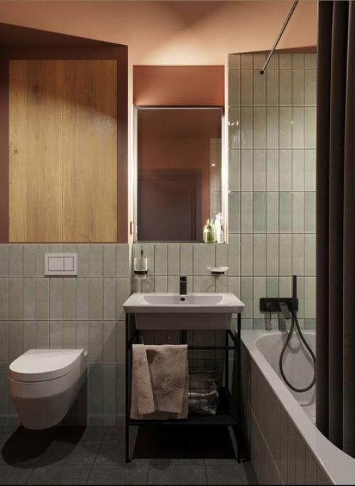 Интерьер с мятным акцентным цветом, который органично смотрятся в современном стиле. 06