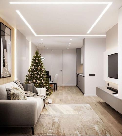 Лаконичная кухня - гостиная с грамотно подобранной палитрой. 02