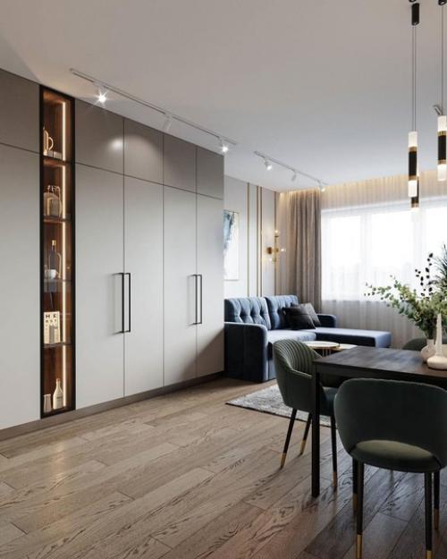 Кухня - гостиная в однокомнатной квартире. 01