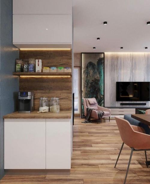 Современный дизайн кухни - гостиной. 03