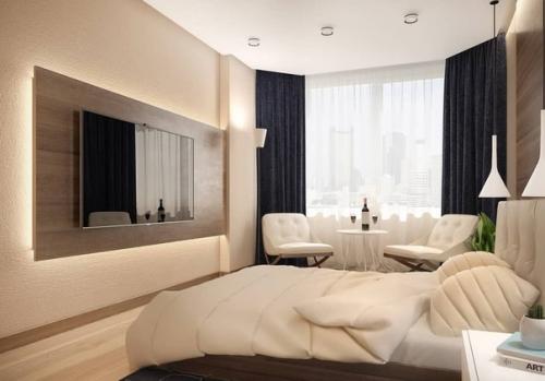 Интерьер узкой спальни обладает спецификой, расходящейся ко множеству вариантов. 02