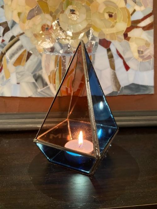 Мою первая работа в технике Тиффани - подсвечник! 01