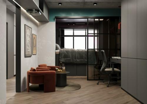 Оригинальный проект 1-комнатной квартиры 30, 3 м 2 для молодой женщины. 01