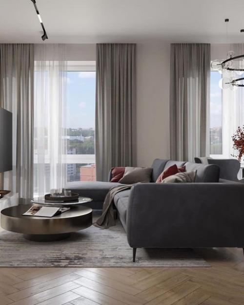 Выразительная и колоритная кухня - гостиная в современном стиле. 06