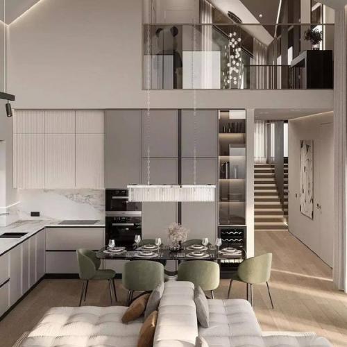 Интерьер этой кухни - гостиной получился стильным, современным, уютным и очень функциональным. 03