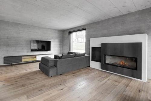 Дом в современном стиле из дерева и бетона.