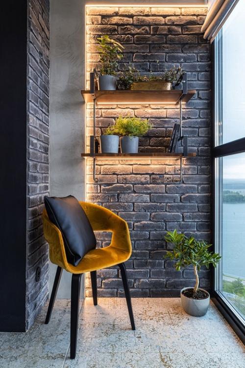 Яркий уютный лофт в интерьере гостиной. 07