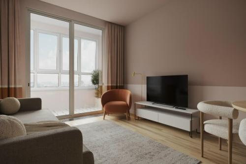 Проект однокомнатной квартиры 43 м 2 в Ханты-мансийске. 03