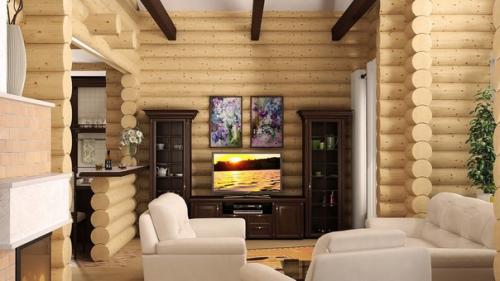 Дизайн интерьера деревянного дома, оформление деревянного дома. 05