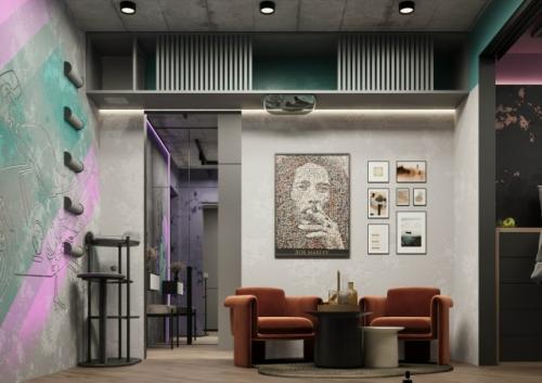 Оригинальный проект 1-комнатной квартиры 30, 3 м 2 для молодой женщины.  